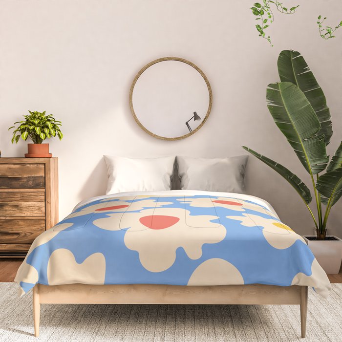 Abstract Flower Shape - Blue, Yellow and Red Comforter Gallery Image 3