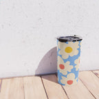 Abstract Flower Shape - Blue, Yellow and Red Travel Mug Gallery Image 4