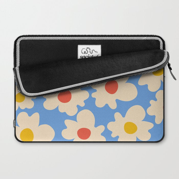 Abstract Flower Shape - Blue, Yellow and Red Laptop Sleeve Gallery Image 2