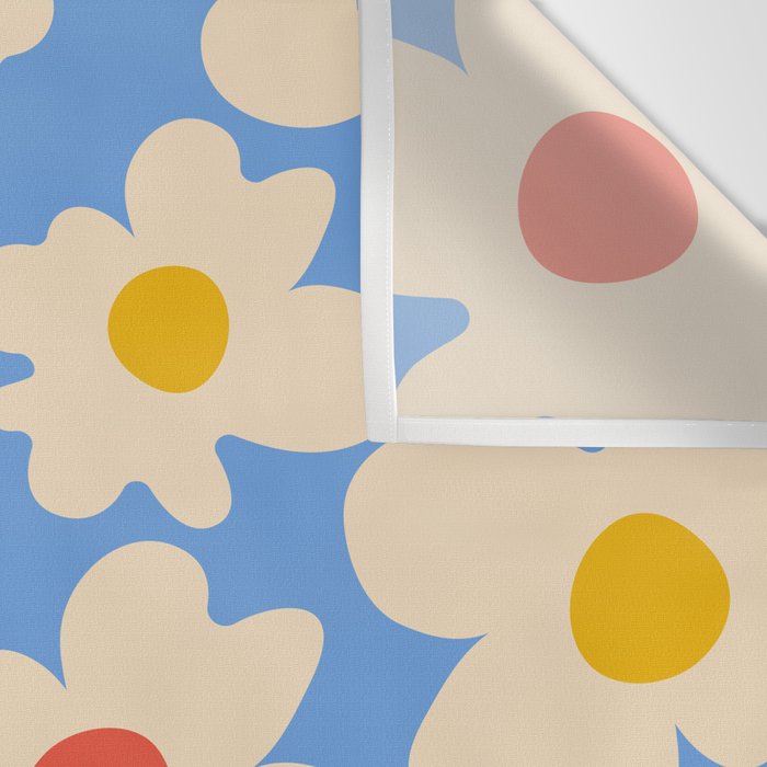 Abstract Flower Shape - Blue, Yellow and Red Wall Tapestry Gallery Image 3