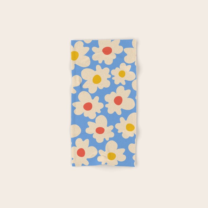 Abstract Flower Shape - Blue, Yellow and Red Bath Towel Gallery Image 1