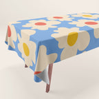 Abstract Flower Shape - Blue, Yellow and Red Tablecloth Gallery Image 1