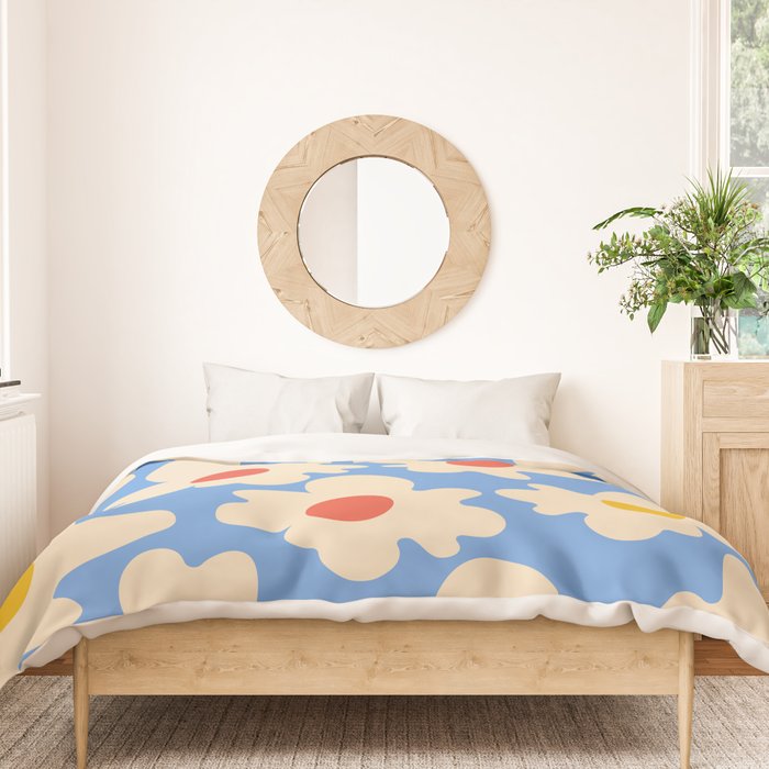 Abstract Flower Shape - Blue, Yellow and Red Duvet Cover Gallery Image 3