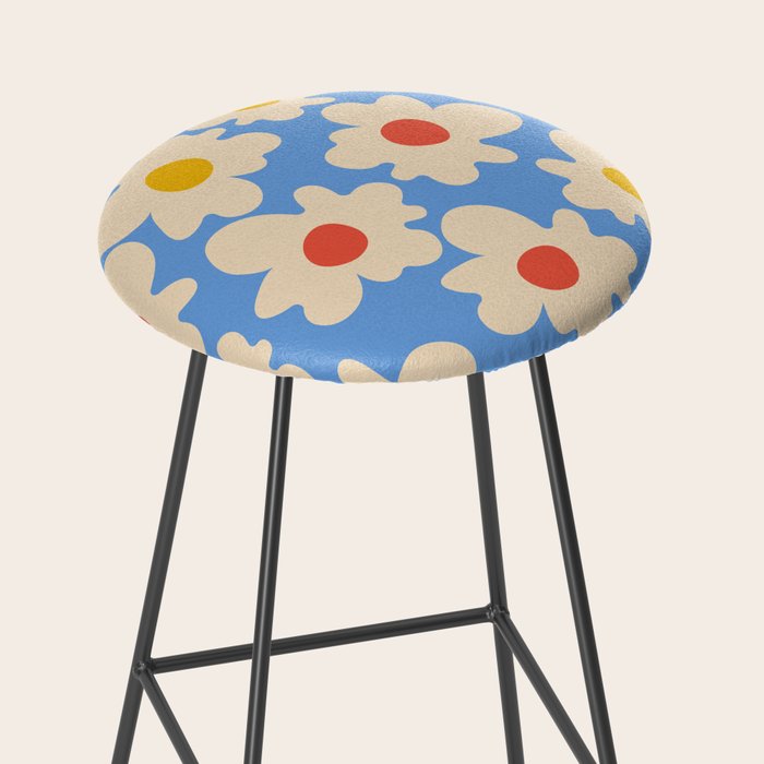 Abstract Flower Shape - Blue, Yellow and Red Stool Gallery Image 2