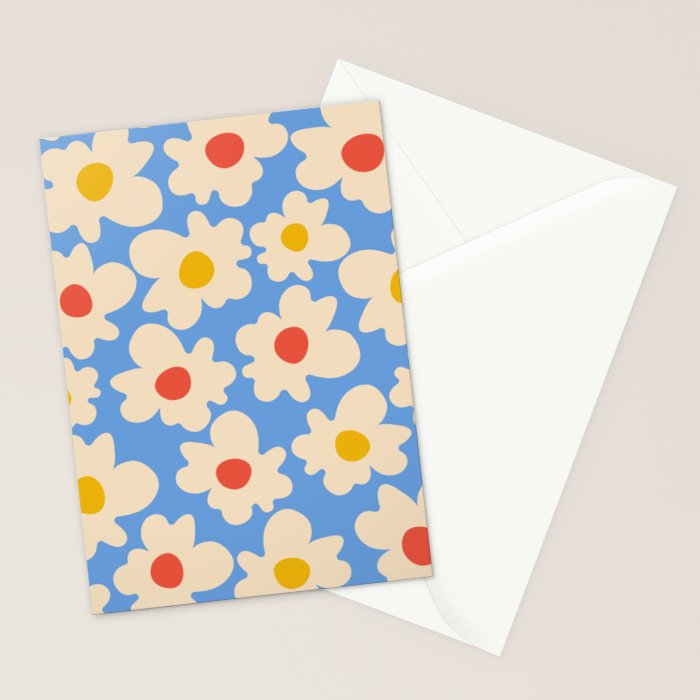 Abstract Flower Shape - Blue, Yellow and Red Stationery Card Gallery Image 2
