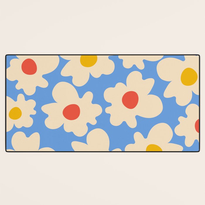 Abstract Flower Shape - Blue, Yellow and Red Desk Mat Gallery Image 3
