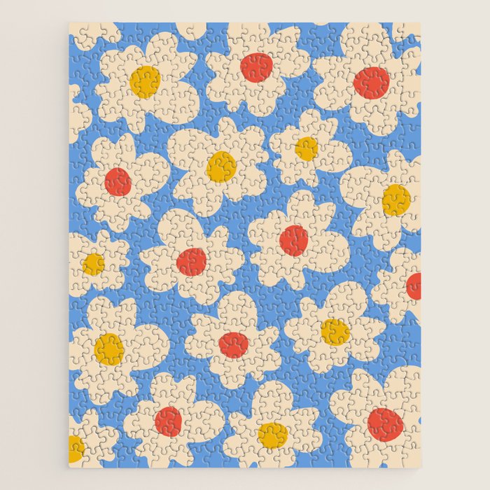 Abstract Flower Shape - Blue, Yellow and Red Jigsaw Puzzle Gallery Image 1