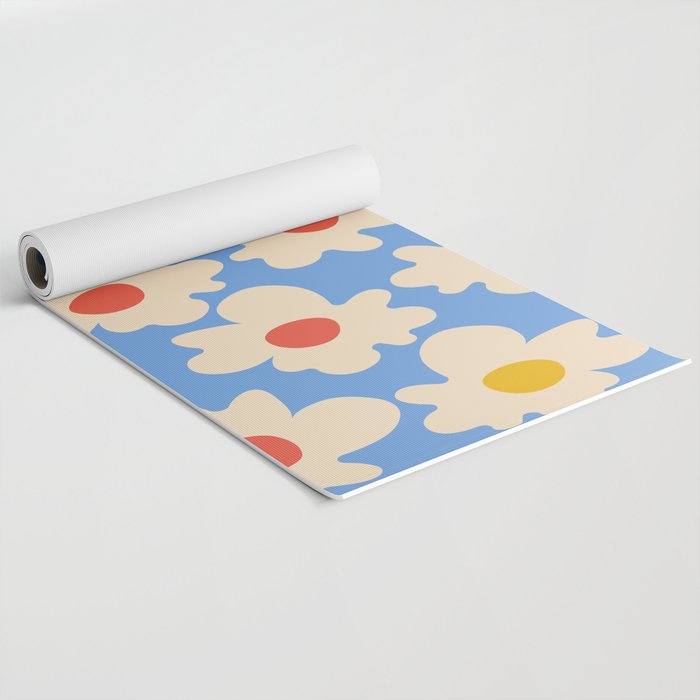 Abstract Flower Shape - Blue, Yellow and Red Yoga Mat Gallery Image 2