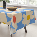 Abstract Flower Shape - Blue, Yellow and Red Tablecloth Gallery Image 3