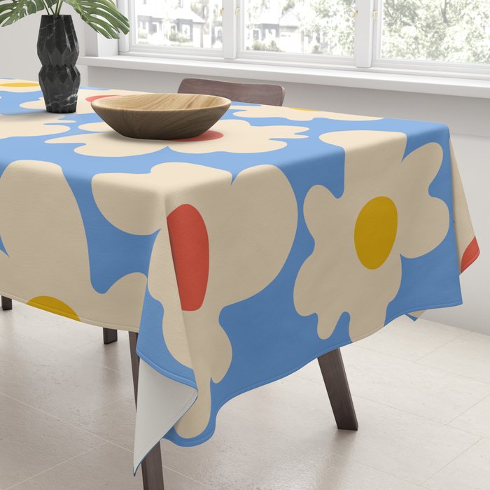 Abstract Flower Shape - Blue, Yellow and Red Tablecloth Gallery Image 3