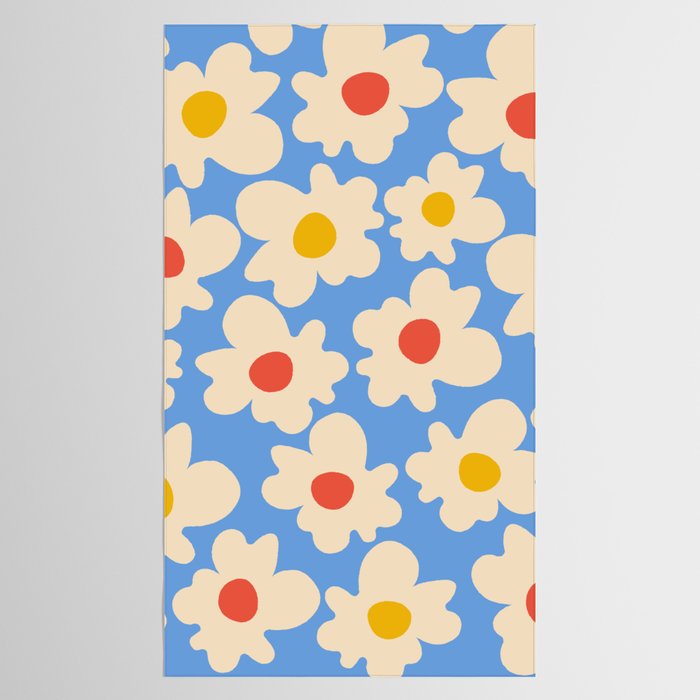 Abstract Flower Shape - Blue, Yellow and Red Tablecloth Gallery Image 2