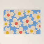 Abstract Flower Shape - Blue, Yellow and Red Welcome Mat Gallery Image 1