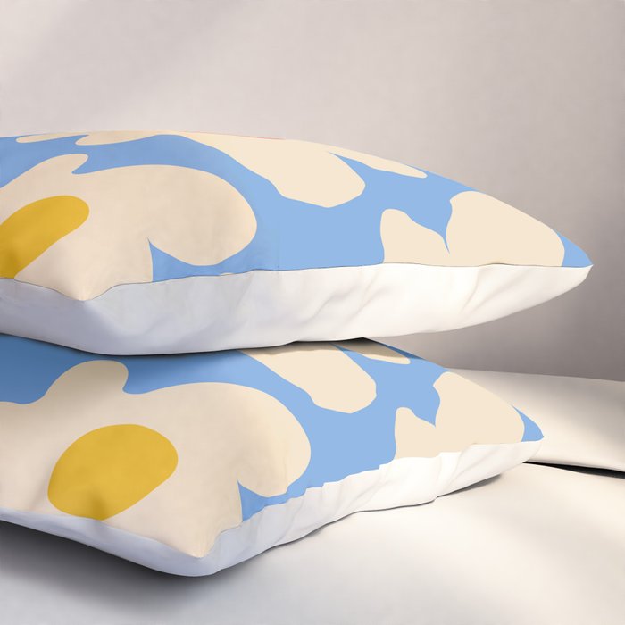 Abstract Flower Shape - Blue, Yellow and Red Pillow Sham Gallery Image 3