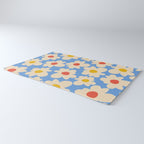 Abstract Flower Shape - Blue, Yellow and Red Rug Gallery Image 3