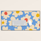 Abstract Flower Shape - Blue, Yellow and Red Desk Mat Gallery Image 1