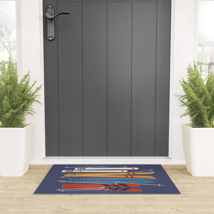 Retro Colorful Skis Welcome Mat Gallery Image 3