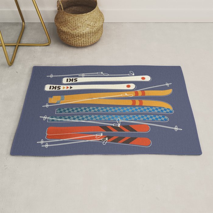 Retro Colorful Skis Rug Gallery Image 1
