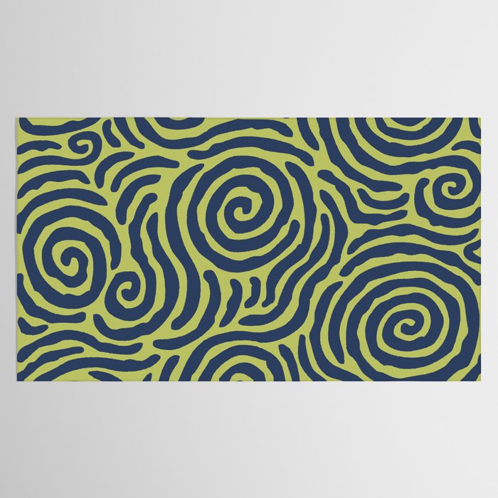 Ripple Effect Pattern Blue and Chartreuse Tablecloth Gallery Image 2