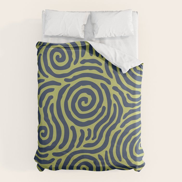Ripple Effect Pattern Blue and Chartreuse Duvet Cover Gallery Image 6