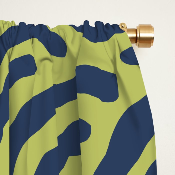 Ripple Effect Pattern Blue and Chartreuse Window Curtain Gallery Image 2