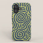 Ripple Effect Pattern Blue and Chartreuse iPhone Case Gallery Image 1