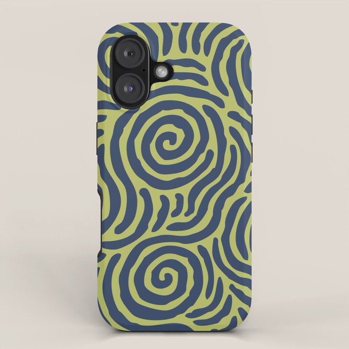 Ripple Effect Pattern Blue and Chartreuse iPhone Case Gallery Image 1