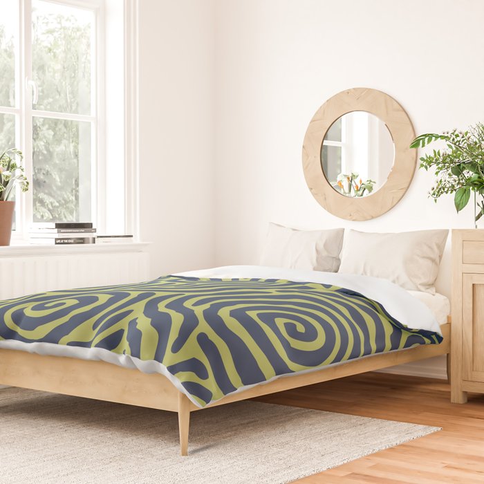 Ripple Effect Pattern Blue and Chartreuse Duvet Cover Gallery Image 2