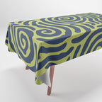 Ripple Effect Pattern Blue and Chartreuse Tablecloth Gallery Image 1