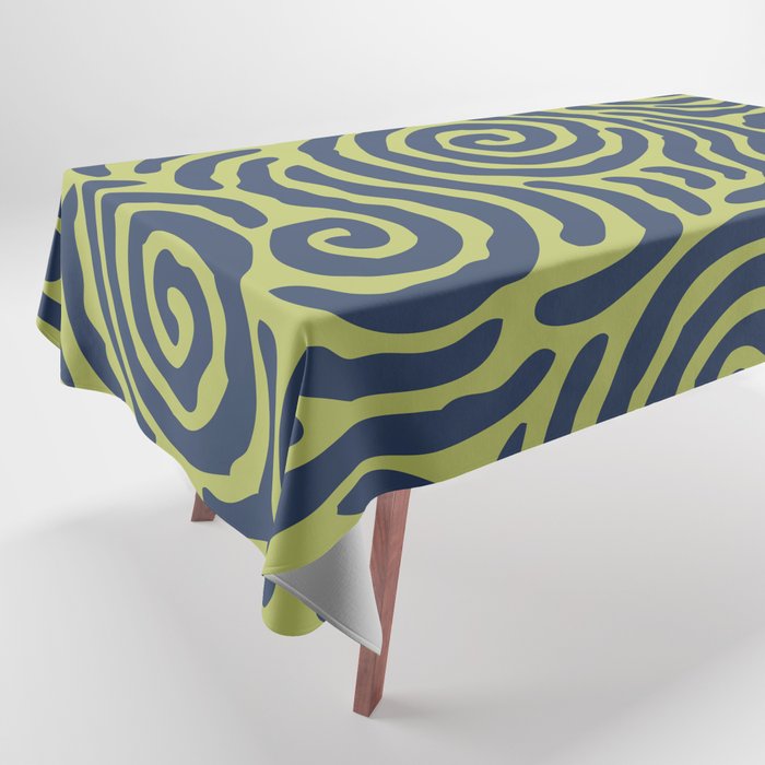 Ripple Effect Pattern Blue and Chartreuse Tablecloth Gallery Image 1