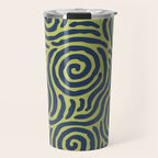 Ripple Effect Pattern Blue and Chartreuse Travel Mug Gallery Image 1