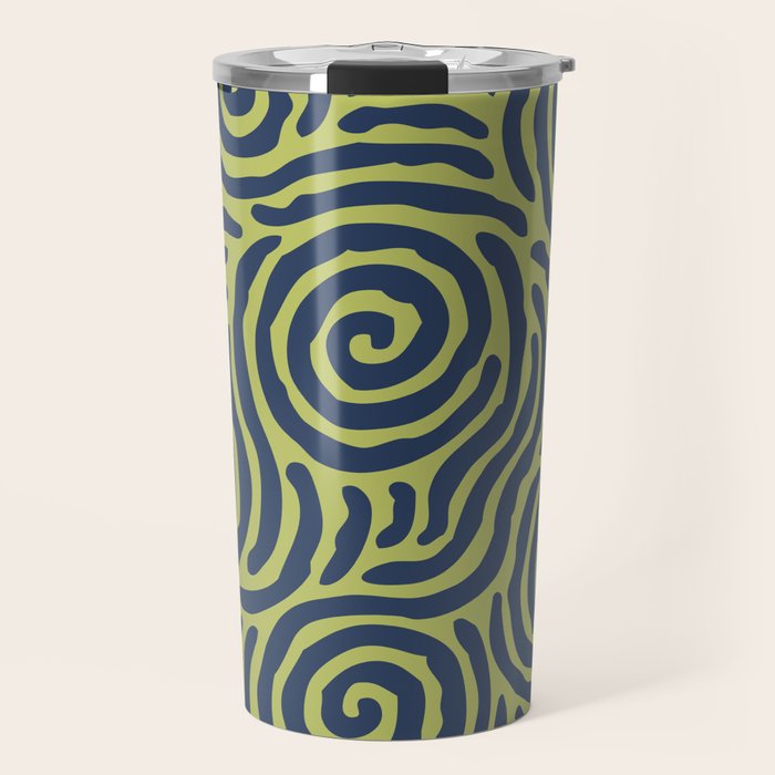 Ripple Effect Pattern Blue and Chartreuse Travel Mug Gallery Image 1
