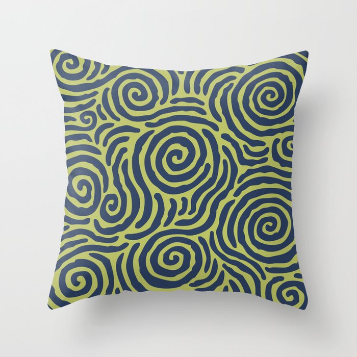 Ripple Effect Pattern Blue and Chartreuse Throw Pillow Gallery Image 6