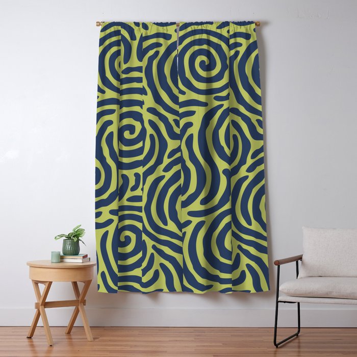 Ripple Effect Pattern Blue and Chartreuse Window Curtain Gallery Image 5