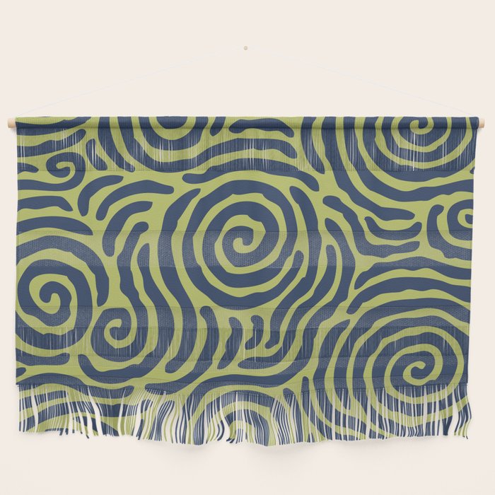 Ripple Effect Pattern Blue and Chartreuse Wall Hanging Gallery Image 1