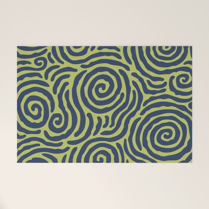 Ripple Effect Pattern Blue and Chartreuse Welcome Mat Gallery Image 1