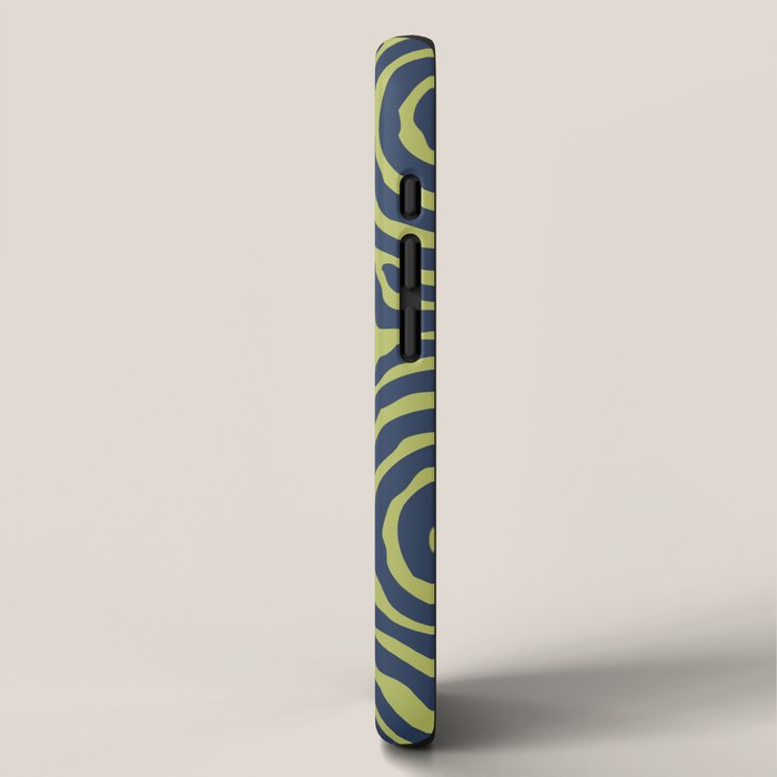 Ripple Effect Pattern Blue and Chartreuse iPhone Case Gallery Image 2