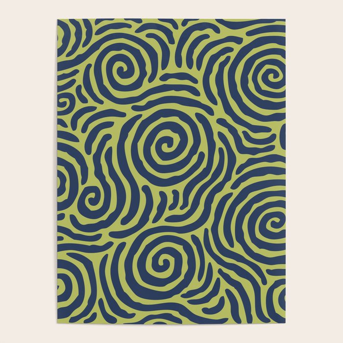 Ripple Effect Pattern Blue and Chartreuse Poster Gallery Image 1