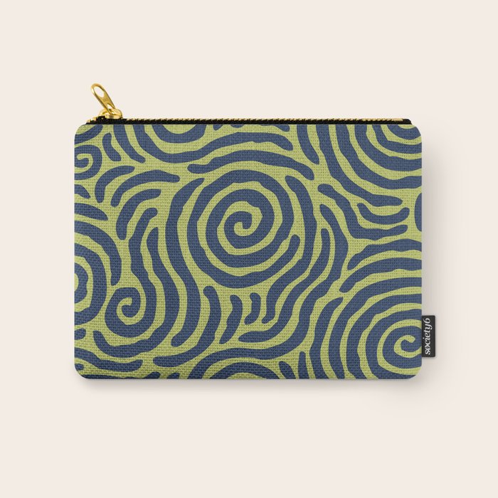 Ripple Effect Pattern Blue and Chartreuse Carry All Pouch Gallery Image 1