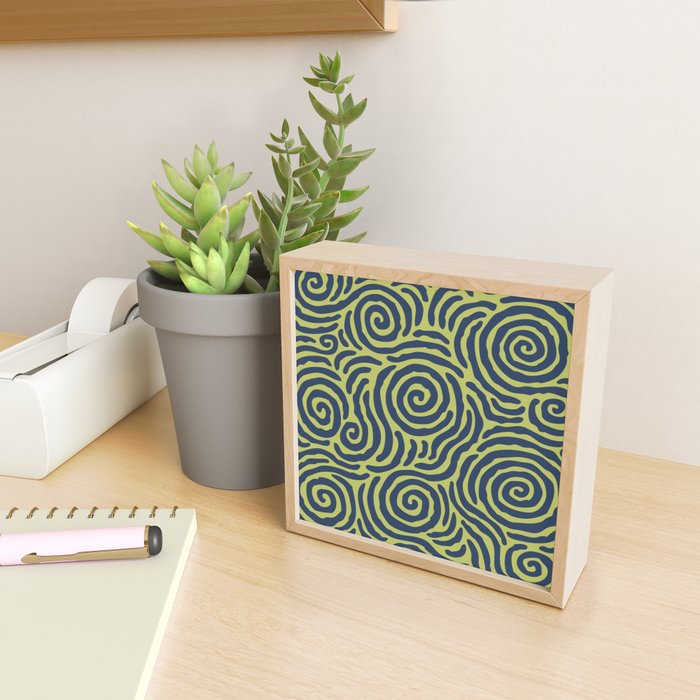 Ripple Effect Pattern Blue and Chartreuse Mini Art Print Gallery Image 2