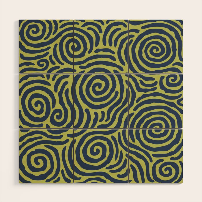 Ripple Effect Pattern Blue and Chartreuse Wood Wall Art Gallery Image 1