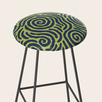 Ripple Effect Pattern Blue and Chartreuse Stool Gallery Image 2