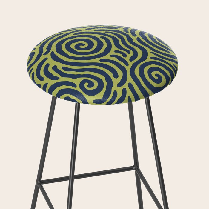 Ripple Effect Pattern Blue and Chartreuse Stool Gallery Image 2