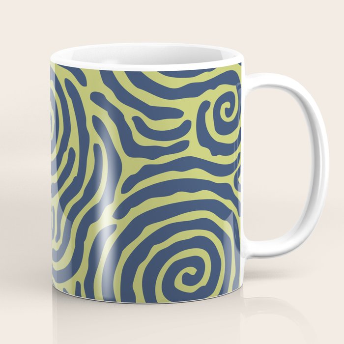 Ripple Effect Pattern Blue and Chartreuse Coffee Mug Gallery Image 1