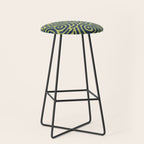 Ripple Effect Pattern Blue and Chartreuse Stool Gallery Image 1