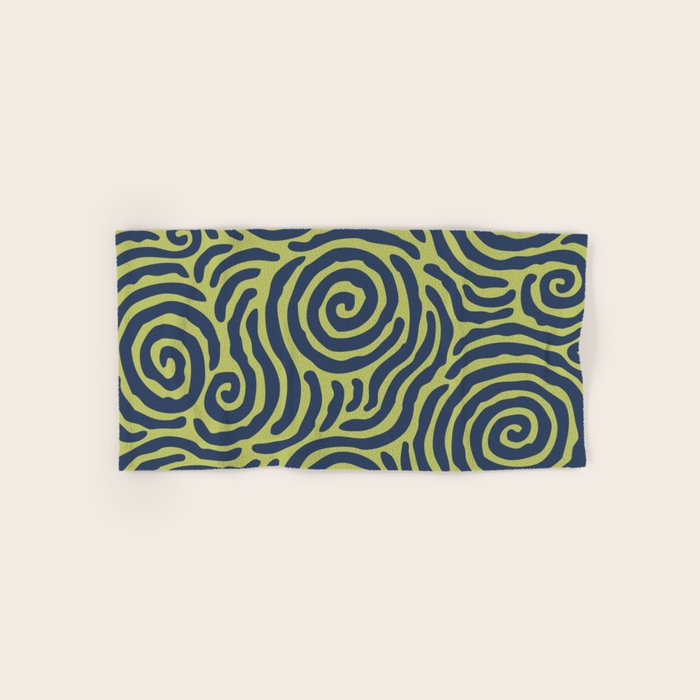 Ripple Effect Pattern Blue and Chartreuse Bath Towel Gallery Image 1