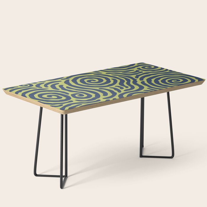 Ripple Effect Pattern Blue and Chartreuse Coffee Table Gallery Image 1