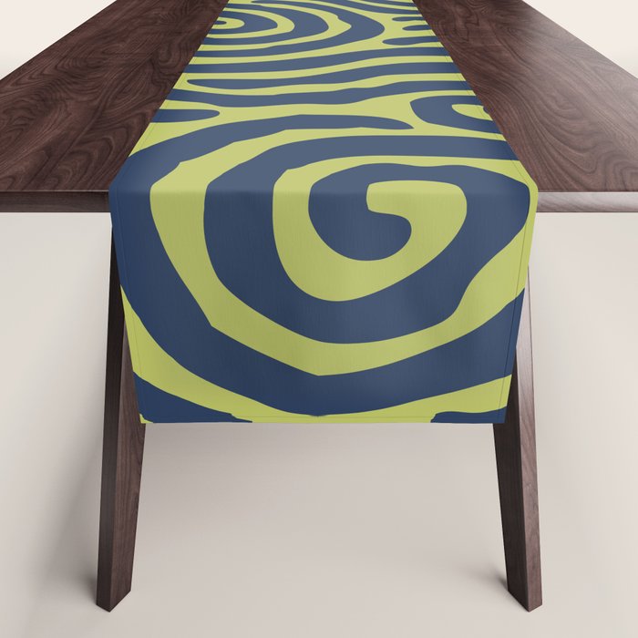Ripple Effect Pattern Blue and Chartreuse Table Runner Gallery Image 1
