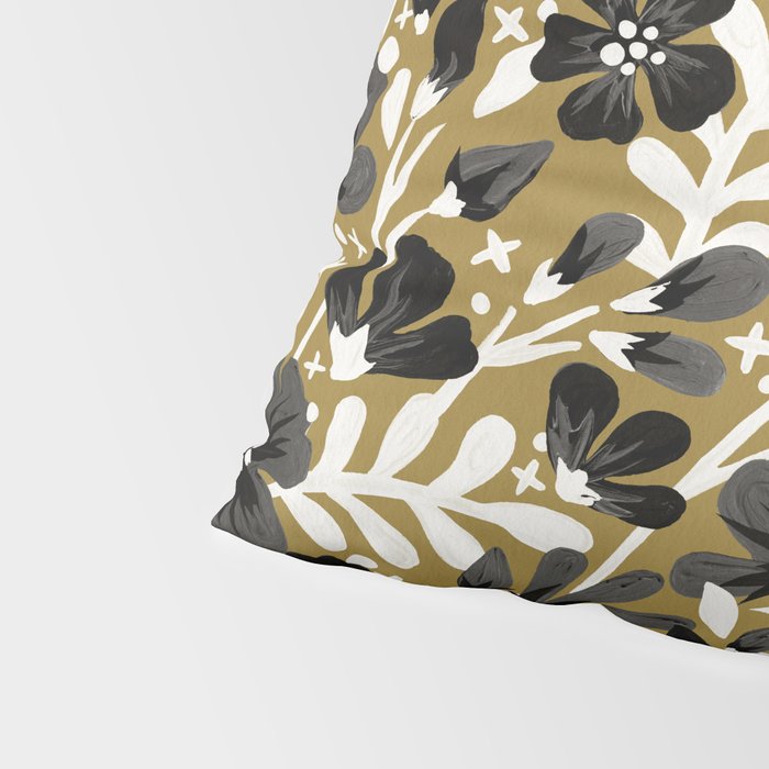 Blossom Pattern â Black & White on Kraft Pillow Sham Gallery Image 4