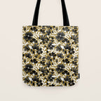 Blossom Pattern â Black & White on Kraft Tote Bag Gallery Image 1