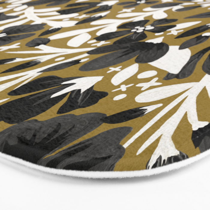 Blossom Pattern â Black & White on Kraft Bath Mat Gallery Image 3